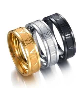 Серебряное кольцо-печатка с римскими цифрами в стиле панк СТАЛЬ