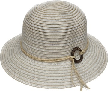 melonik Letni kapelusz damski średnie rondo aplikacja