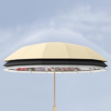 3 składany parasol przeciwsłoneczny Odporny na deszcz drewniany uchwyt