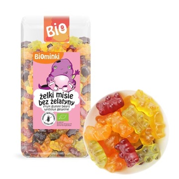 BIOMINKI BIO ŻELKI MISIE BEZ ŻELATYNY BEZGLUTENOWE CYTRYNA MALINA 400 g