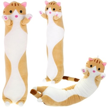 Miękka Przytulanka Maskotka Kotek Pluszowy Długa Poduszka Wałek 50cm XL