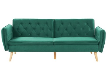 Sofa tapicerowana rozkładana ciemnozielona
