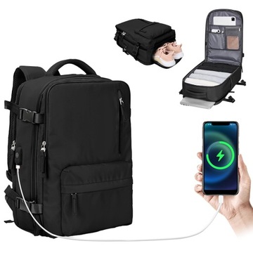 PLECAK PODRÓŻNY KABINOWY DO SAMOLOTU BAGAŻ PODRĘCZNY ROBOCZY 34L Z USB
