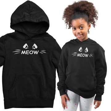 BLUZA DZIECIĘCA MEOW KOT CAT Z KAPTUREM CIEPŁA