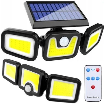 LAMPA SOLARNA 103 LED COB Z CZUJNIKIEM ZMIERZCHU RUCHU ELEWACYJNA NAŚCIENNA