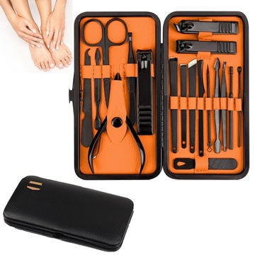 Duży zestaw do obcinania paznokci 18w1 podróżny MANICURE PEDICURE do twarzy