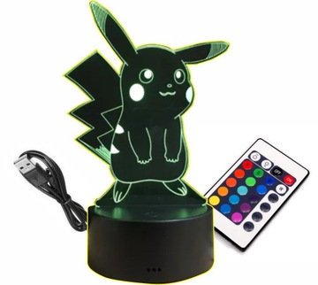 LAMPKA NOCNA 3D LED PIKACHU POKEMON MANGA ANIME