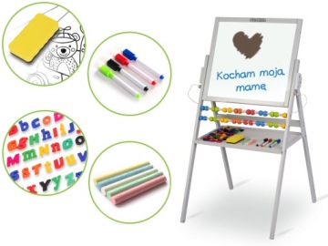 ДВУХСТОРОННЯЯ РАЗВИВАЮЩАЯ ДОСКА ДЛЯ ДЕТЕЙ, МАГНИТНЫЙ МЕЛ + АКСЕССУАРЫ