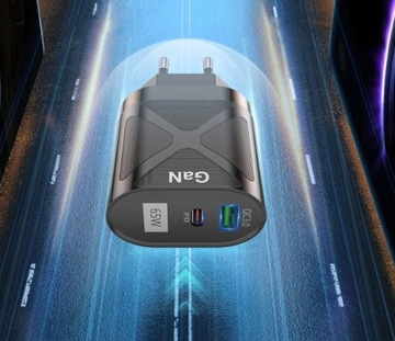 СЕТЕВОЕ ЗАРЯДНОЕ УСТРОЙСТВО МОЩНОСТЬЮ 65 ВТ С USB-ПОРТАМИ, PD 3.0