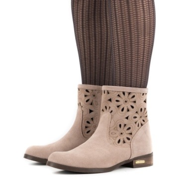 Wygodne botki ażurowe Alice beżowe r.38