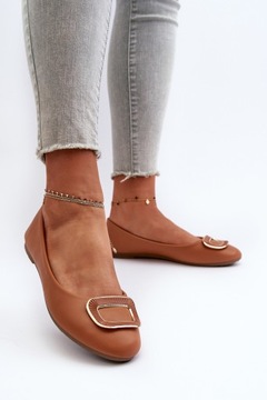 БАЛЕТКИ ЖЕНСКИЕ С ЭКО ДЕКОРАЦИЕЙ, ПЛОСКИЕ, КОМФОРТНЫЕ, CAMEL 38