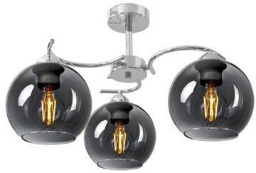 LAMPA WISZĄCA SUFITOWA ŻYRANDOL NOWOCZESNA CHROM SZKLANE KULE GRAFIT LED