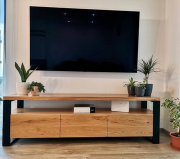 Szafka RTV Dębowa 160 cm LOFT INDUSTRIALNA