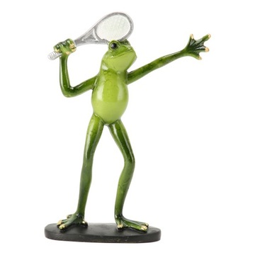 Statua żaby żywica sport figurka dekoracja na patio ogrodowe gra w tenisa