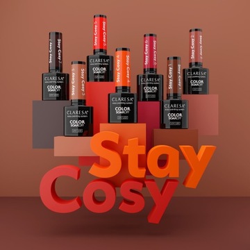 CLARESA ГИБРИДНЫЙ ЛАК ДЛЯ НОГТЕЙ оранжевый STAY COSY 4
