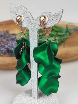 Klipsy akrylowe piękne złote cudo zielone c49