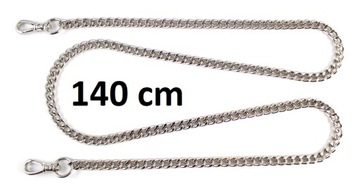 ŁAŃCUSZEK do torebki PASEK uchwyt SREBRNY 140 cm