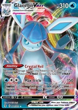 Pokemon Evolving Skies Ultra Rare 041/203 Glaceon VMAX