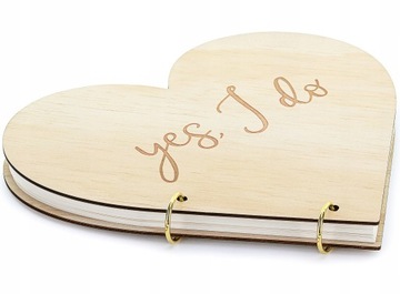 KSIĘGA GOŚCI DREWNIANE SERCE Z NADRUKIEM 40 STRON