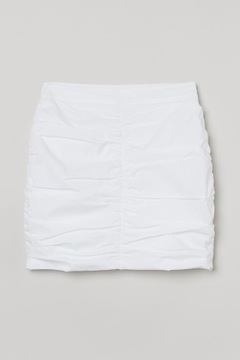 H&M biała spódnica mini bawełna marszczona mini M