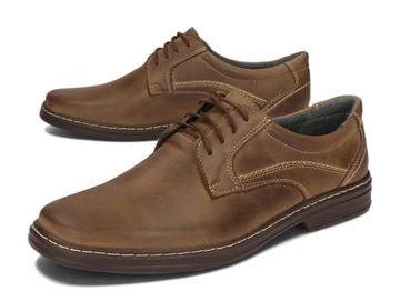 BUTY MĘSKIE SKÓRZANE POLSKIE SZYTE 020/BRL BRĄZ 42