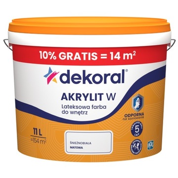 Dekoral Akrylit W Farba lateksowa ODPORNA NA SZOROWANIE biała 11L