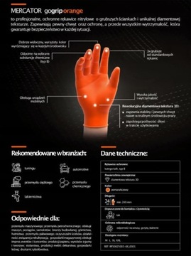 GOGRIP НИТРИЛОВЫЕ ПЕРЧАТКИ STRONG ORANGE M