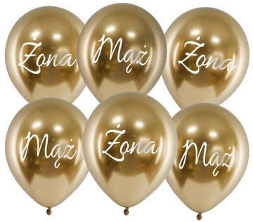 Balony metalizowane MĄŻ ŻONA shiny chromy na Ślub