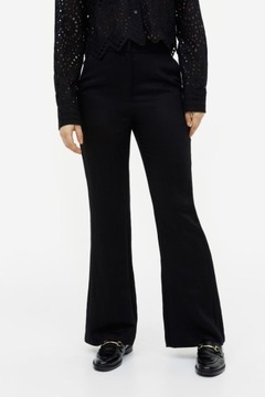 H&M spodnie flare rozszerzane szerokie nogawki dzwony czarne eleganckie M