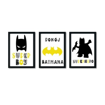 Zestaw 3 plakaty A4 Batman Superbohater Nr.1