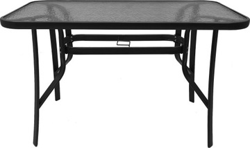 SZKLANY STÓŁ OGRODOWY EKSKLUZYWNY NA TARAS MAJORKA DUO 150x80 cm 8os CZARNY