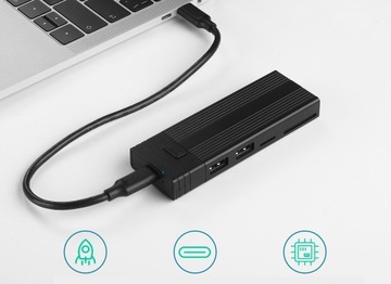 Корпус для диска M.2 NVME SSD 2в1 с USB 3.2 gen2 HUB + SD-кардридер