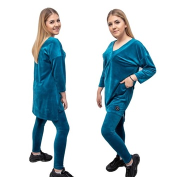 KOMPLET WELUROWY SPODNIE TUNIKA BLUZA KOLORY 2XL