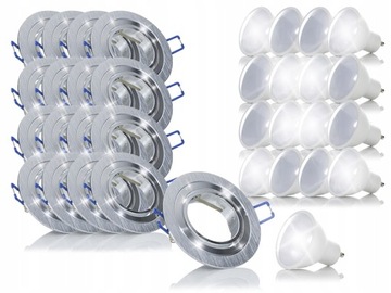 KOMPLET 17x Żarówka LED GU10 ZESTAW 7W+Oprawa