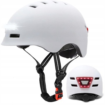 KASK ROWEROWY REGULOWANY OŚWIETLENIE LED XL 61-64