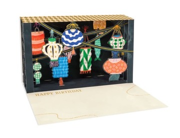 LAMPIONY kartka 3D ze światełkiem na urodziny 30 40 50 60 70 80 90