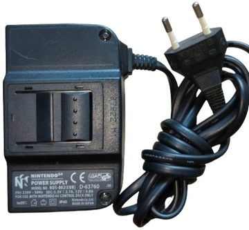 Oryginalny zasilacz n64 Nintendo 64 230v 220v EU ładowarka kabel