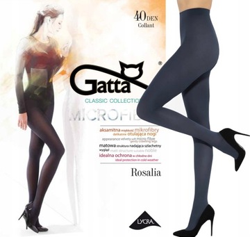 rajstopy GATTA 40 den kryjące ROSALIA mikrofibra gładkie BLU JEANS # 4 L