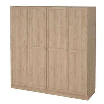 Szafa Jackson Hickory 4 drzwiowa pojemna półki drążęk 61x195x200 cm Billund