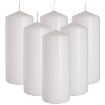 ZESTAW 6 ŚWIEC STOŁOWYCH WALEC KLASYCZNA ŚWIECZKA 15cm 48h BIAŁA