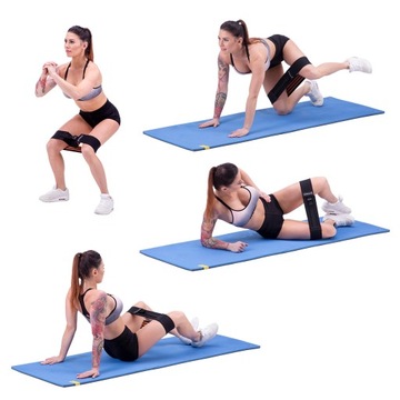 TAŚMA MATERIAŁOWA GUMA FITNESS REGULOWANA HIP BAND