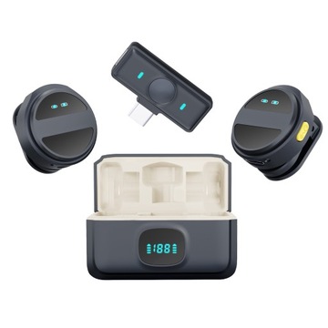 2x MIKROFON BEZPRZEWODOWY KRAWATOWY USB C IPHONE ANDROID POWERBANK MAGNES