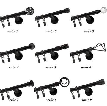 ОДИНАРНЫЙ МЕТАЛЛИЧЕСКИЙ КАРДИН 19ММ МАТОВЫЙ ЧЕРНЫЙ МАТОВЫЙ 260см НАБОР МОДЕЛЕЙ
