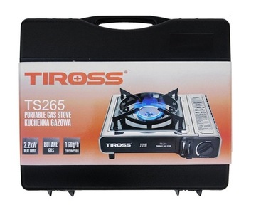 Газовая туристическая плита TIROSS TS265 мощностью 2,2 кВт и 4 газовых баллона TS700.