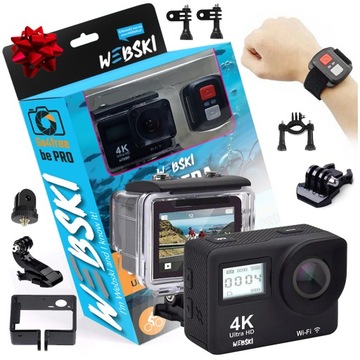 KAMERA SPORTOWA 4K WIFI USB MIKROFON WODOODPORNA+AKCESORIA DO ROWERU KASKU
