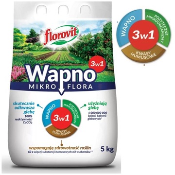 Wapno ogrodowe nawozowe granulowane nawóz Mikroflora 3w1 Florovit 5kg HUMUS