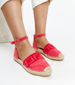 Hers Sandały damskie różowe espadryle zamszowe buty obuwie r. 39