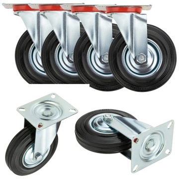 ПОВОРОТНЫЕ КОЛЕСА 125 мм РУЛЕВЫЕ МЕТАЛЛ И РЕЗИНОВЫЕ КОЛЕСА ДЛЯ ТЕЛЕЖЕК 400 кг