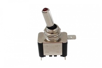 ТУМБЛЕР ХРОМИРОВАННЫЙ ПЕРЕКЛЮЧАТЕЛЬ ТИПА 2 СВЕТОДИОД КРАСНЫЙ