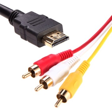 KABEL PRZEWÓD HDMI PRZEJŚCIÓWKA DO WTYKU 3x RCA VIDEO CINCH 1,5M HD29A